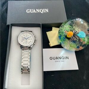 NIB Multifunction Guanqin Chronograph Guilloche Dial